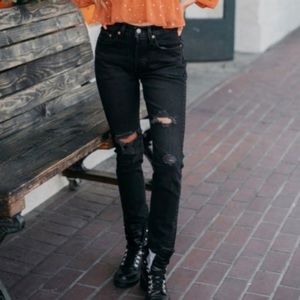 Levi's 501 Black Distressed Holes Jeans